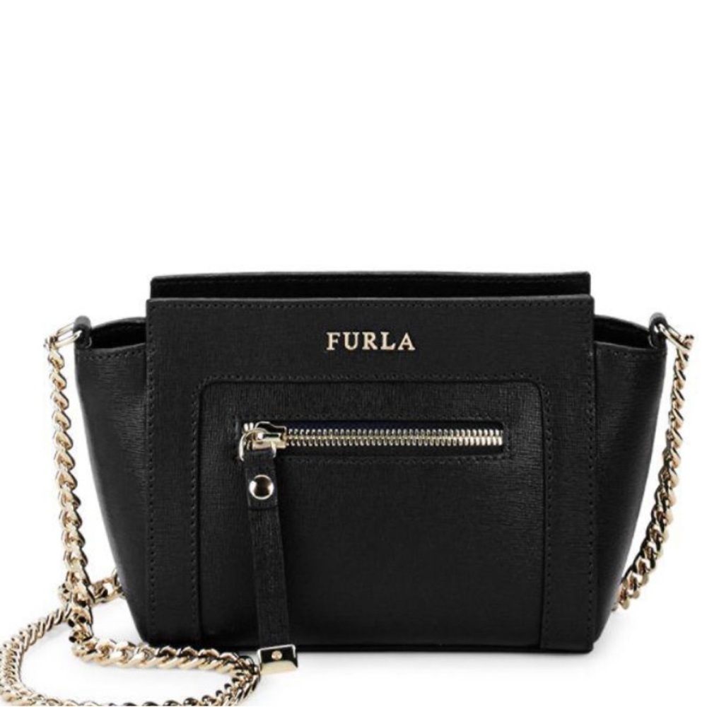 Furla Black Ginevra Leather Mini Crossbody Bag